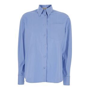 Semicouture Women Blie Shirt With Classic Collar In Cotton Stretch Woman